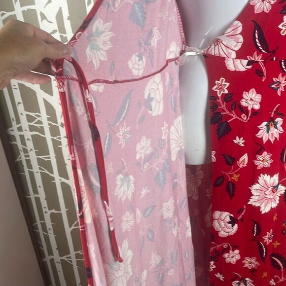 Old Navy Long Sleeve Knit True Wrap Midi Dress Red Floral NEW S Tall - Picture 7 of 11